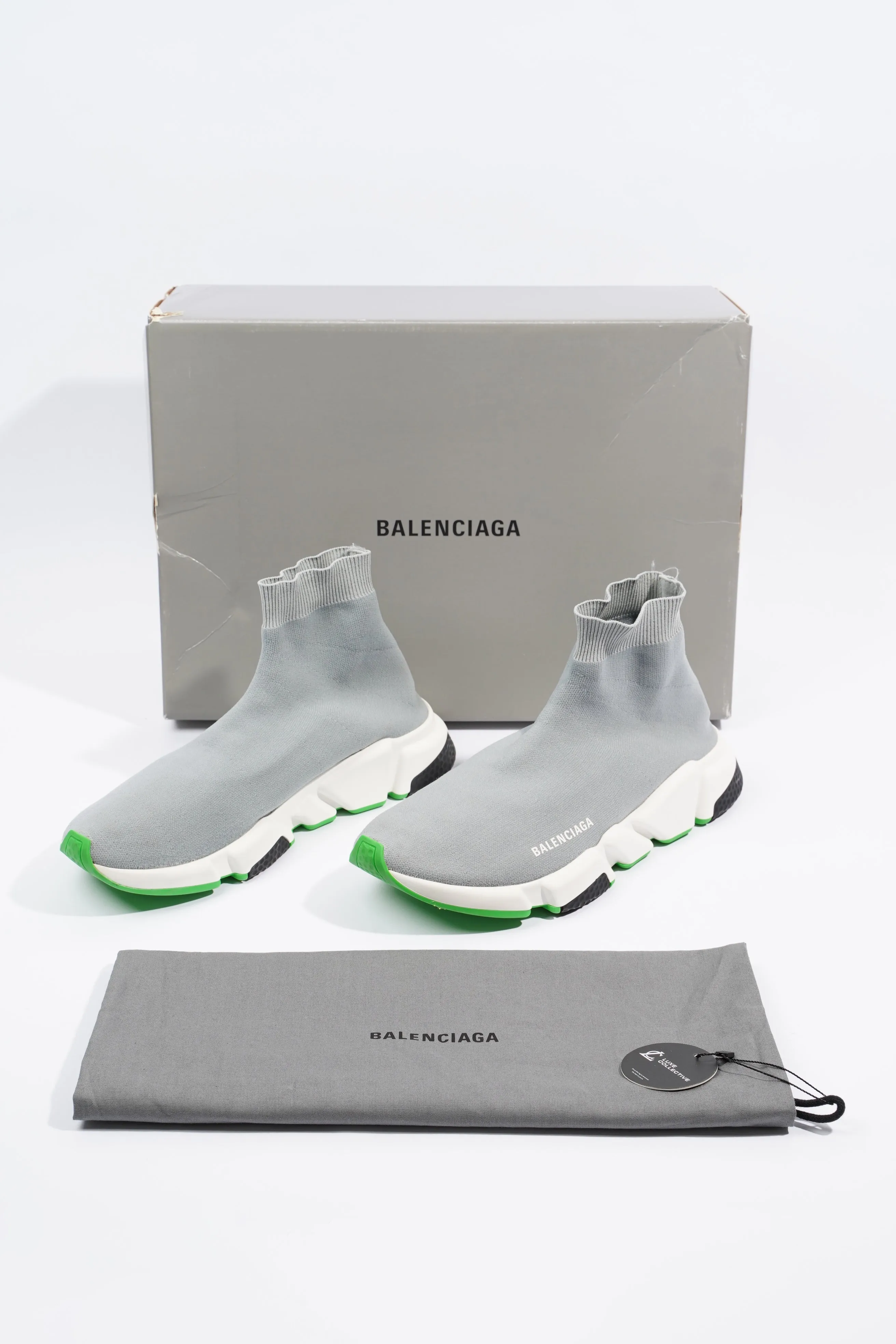 Balenciaga Mens Speed Grey / White / Green EU 43 / UK 9