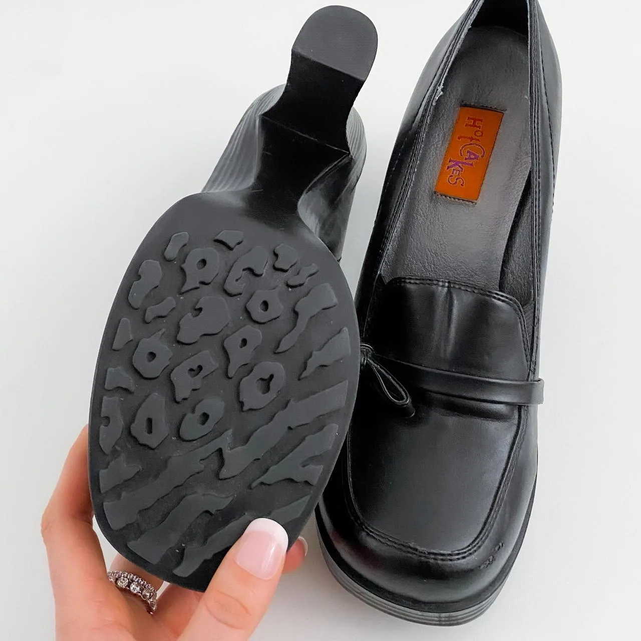 Black Heeled Loafers - 9