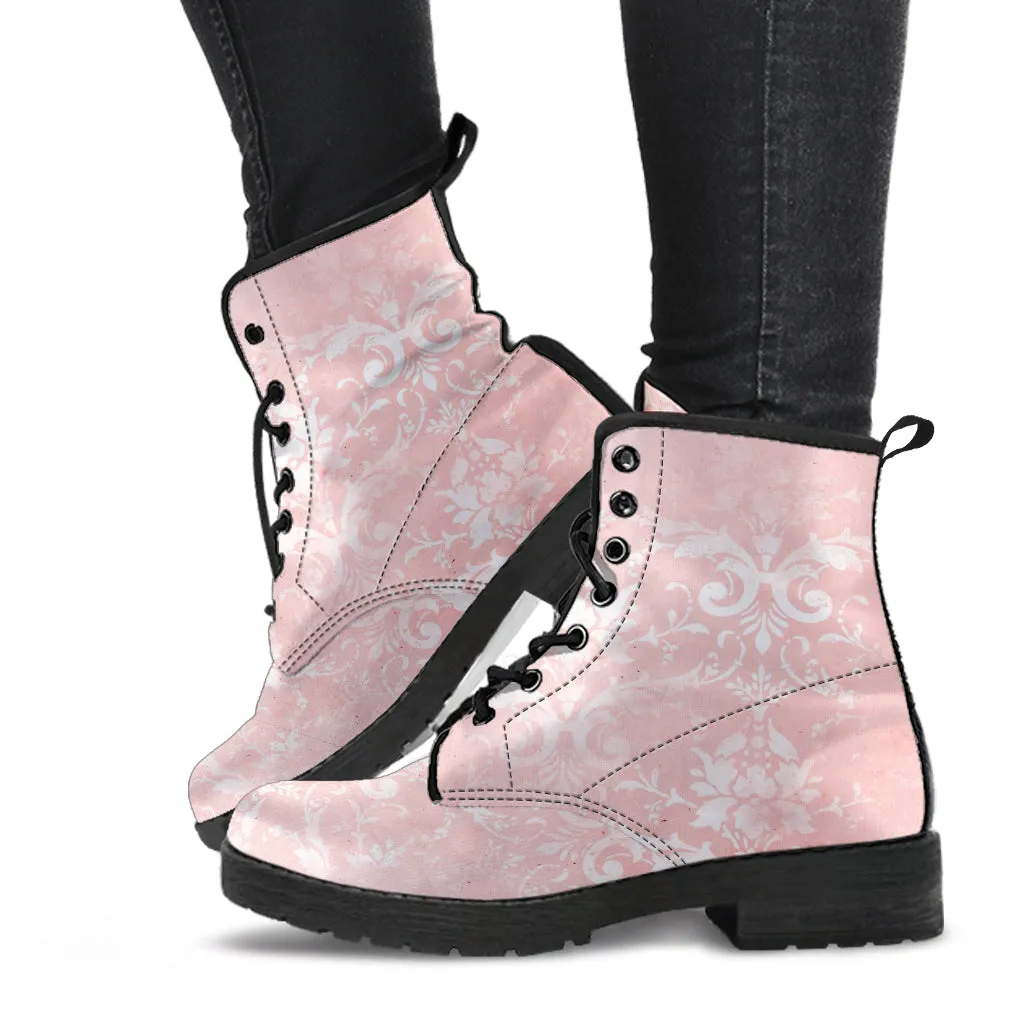 Combat Boots - Grunge Pink #102 | Unisex Adult Shoes, Vegan Leather Handmade Lace Up Boots, Custom Shoes Boho, Vintage Style, Gift Idea
