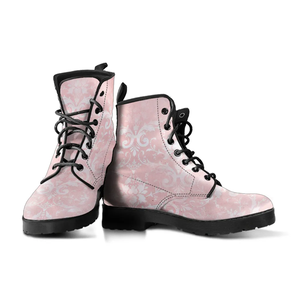 Combat Boots - Grunge Pink #102 | Unisex Adult Shoes, Vegan Leather Handmade Lace Up Boots, Custom Shoes Boho, Vintage Style, Gift Idea