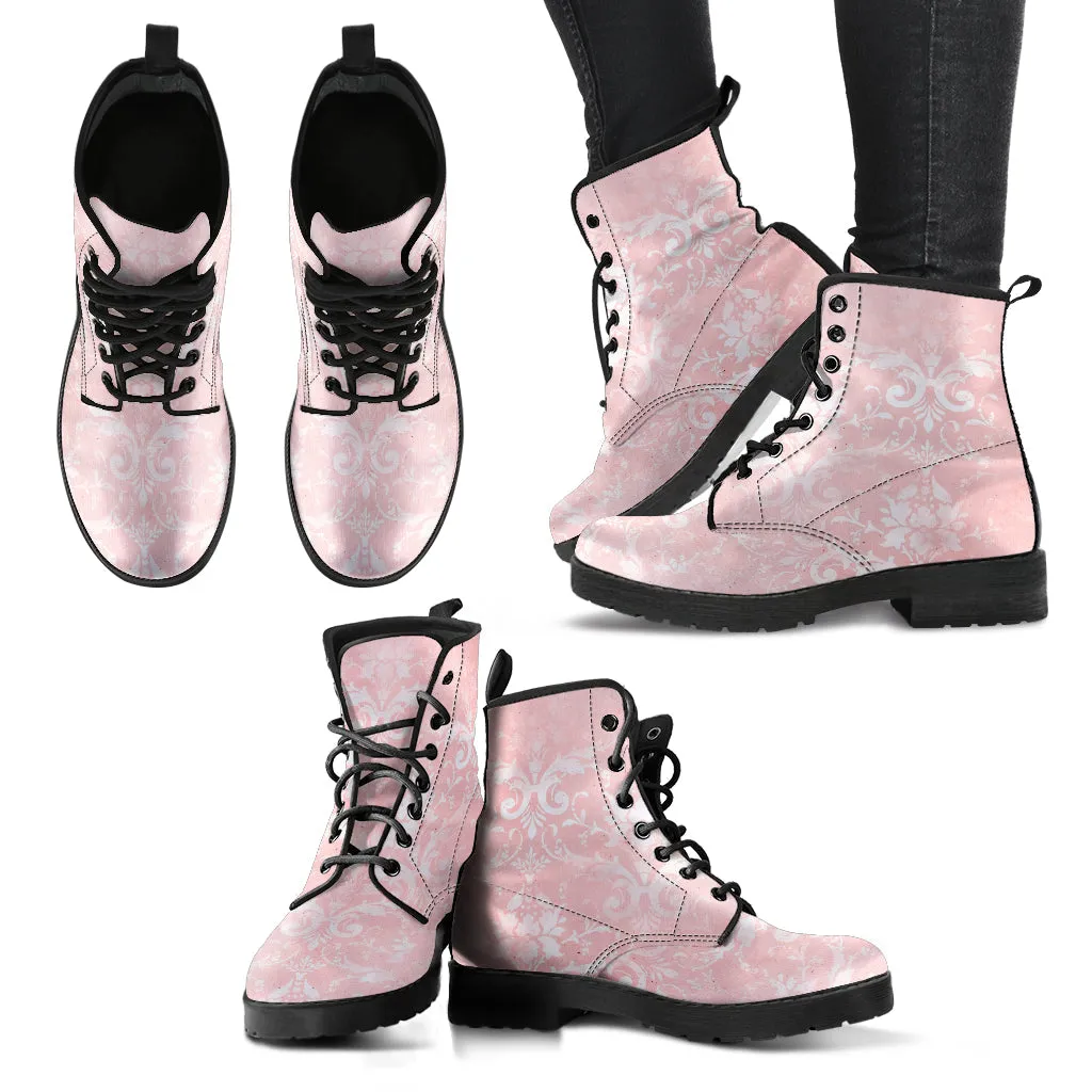 Combat Boots - Grunge Pink #102 | Unisex Adult Shoes, Vegan Leather Handmade Lace Up Boots, Custom Shoes Boho, Vintage Style, Gift Idea
