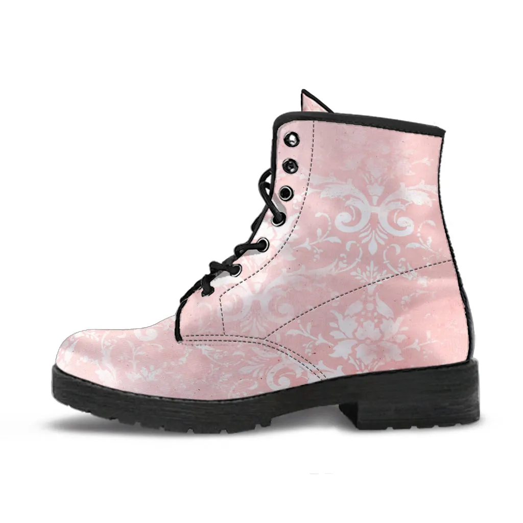 Combat Boots - Grunge Pink #102 | Unisex Adult Shoes, Vegan Leather Handmade Lace Up Boots, Custom Shoes Boho, Vintage Style, Gift Idea
