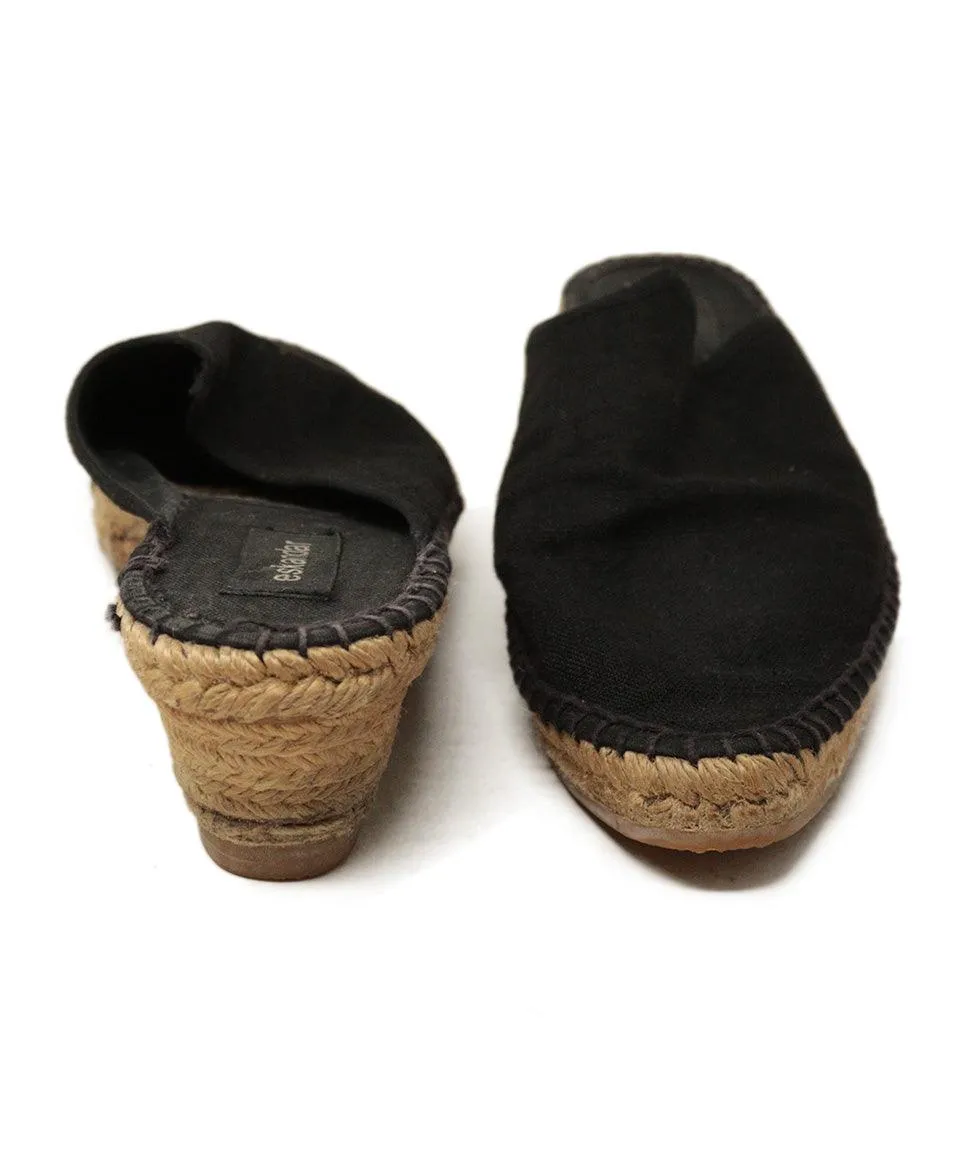 Eskandar Black Linen Espadrilles sz 10