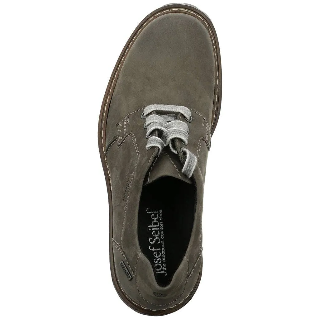 Josef Seibel Chance 08 Mens Vulcano Grey Leather Waterproof Arch Support Lace Up Shoes